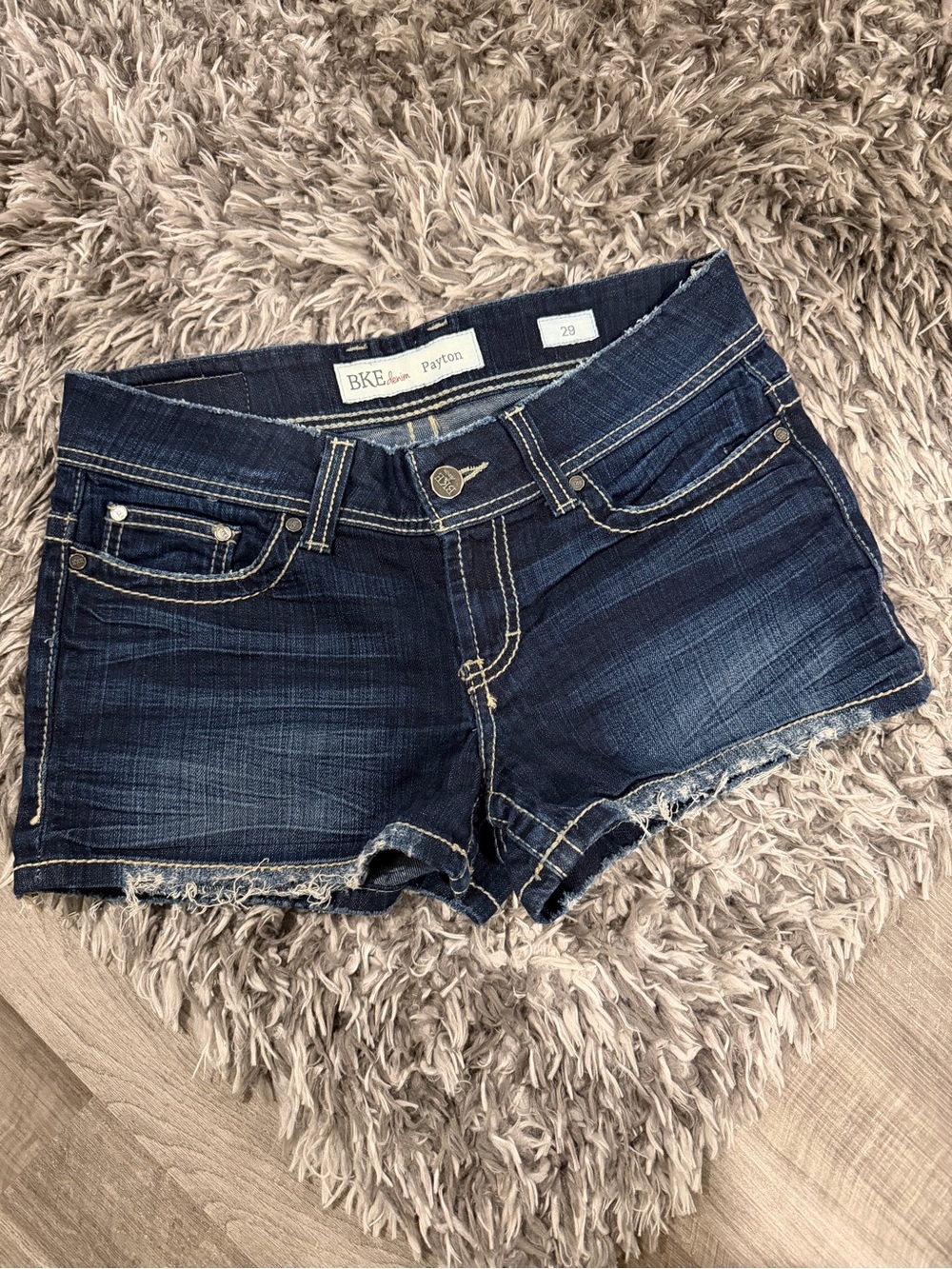 BKE Dark Blue Denim Women's Distressed Shorts